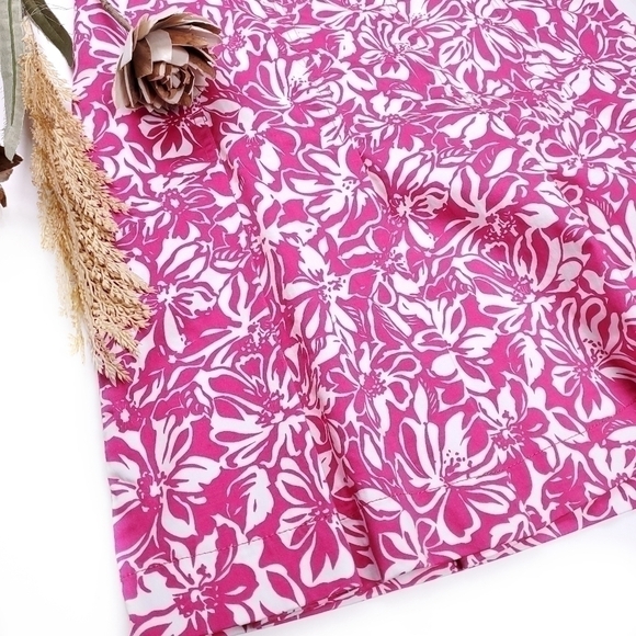 Worthington Stretch Pink White Floral Skirt Sz 12 - Picture 2 of 15
